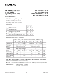 Datasheet HYB3116405BJ-50 manufacturer Siemens